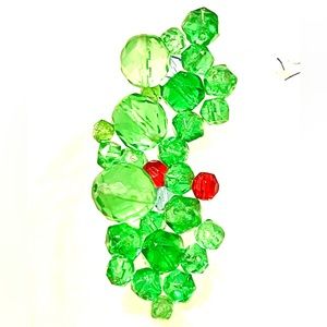 Lot of Mostly Green Faceted Glass or Crystal Beads